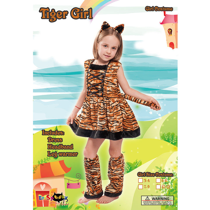 Tiger Girl Costume Set With Matching Dress-Up Accessories
