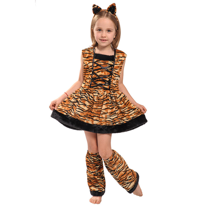 Tiger Girl Costume Set With Matching Dress-Up Accessories