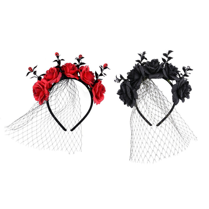 Halloween Rose Veil Headband for Dramatic Gothic Looks