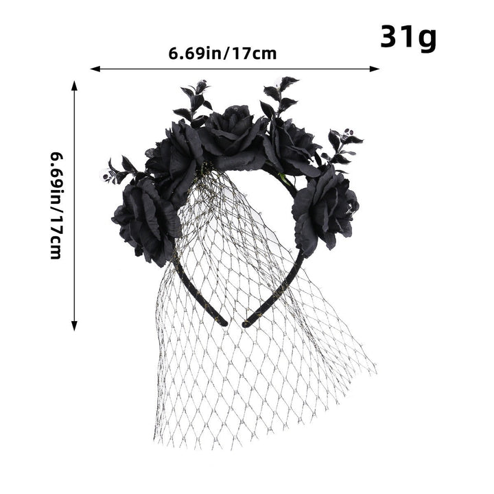Halloween Rose Veil Headband for Dramatic Gothic Looks
