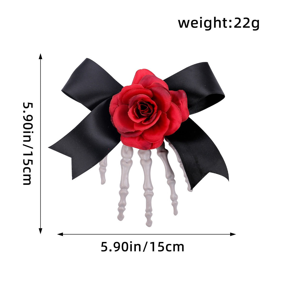 Skeleton Hand Hair Clip – Gothic Halloween Rose Bow