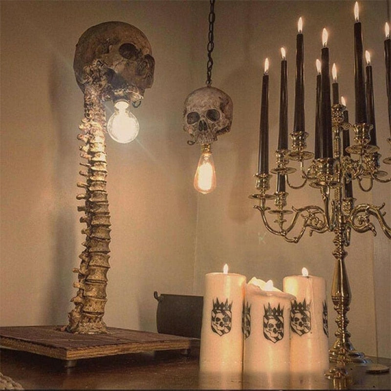 Skull Skeleton Lamp — Gothic Ambient Halloween Decor