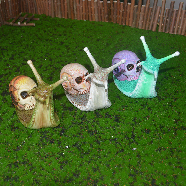 Gothic Skull Snail Sculpture for Spooky Garden Decor