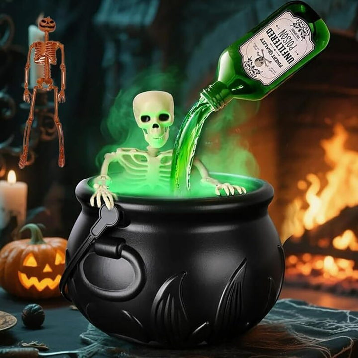 Halloween Witch Cauldron Decor With Glowing Green Fog