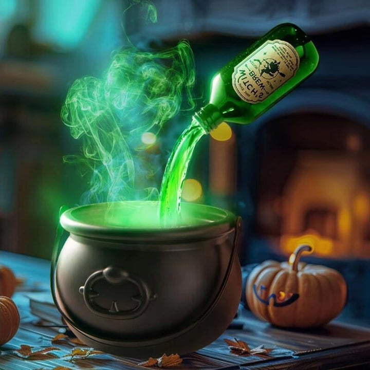 Halloween Witch Cauldron Decor With Glowing Green Fog