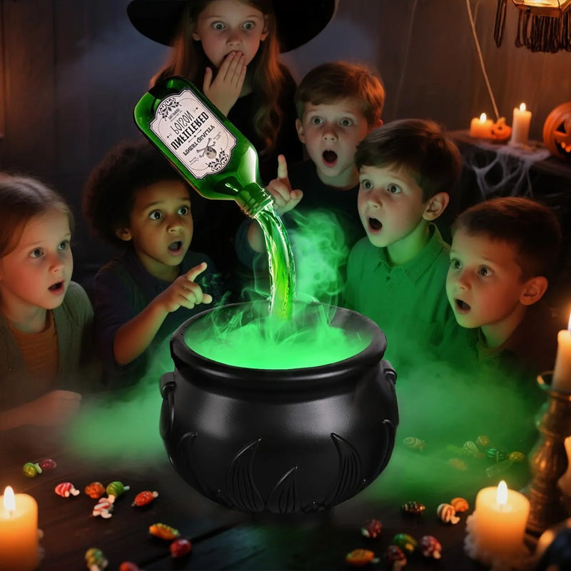 Halloween Witch Cauldron Decor With Glowing Green Fog