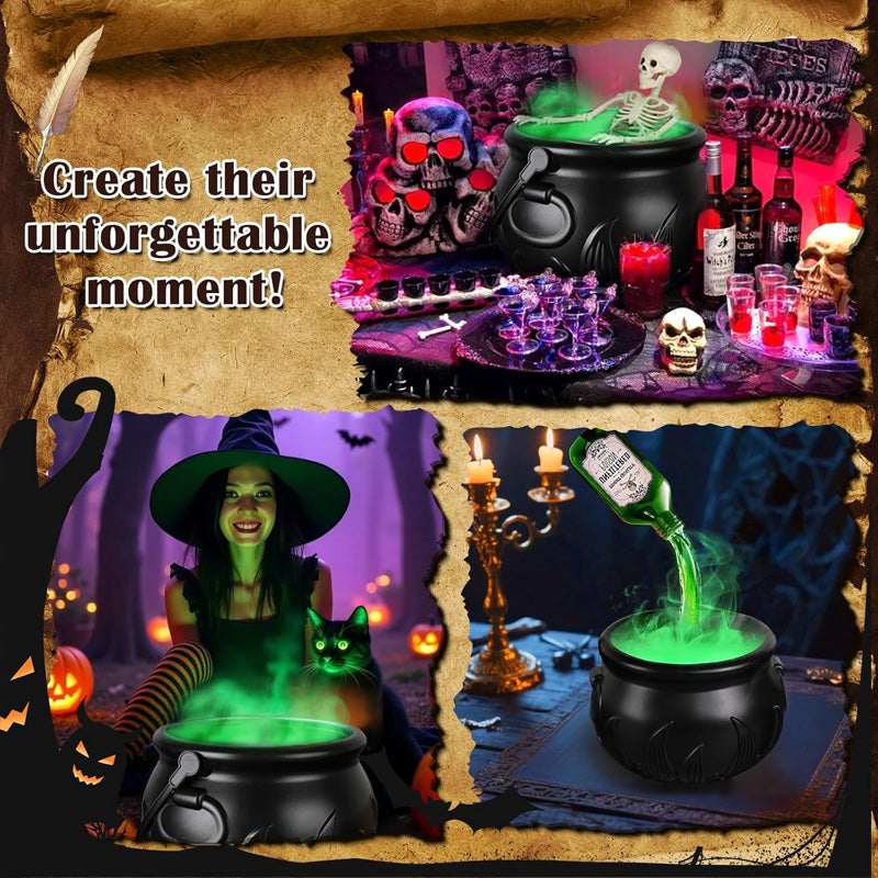 Halloween Witch Cauldron Decor With Glowing Green Fog