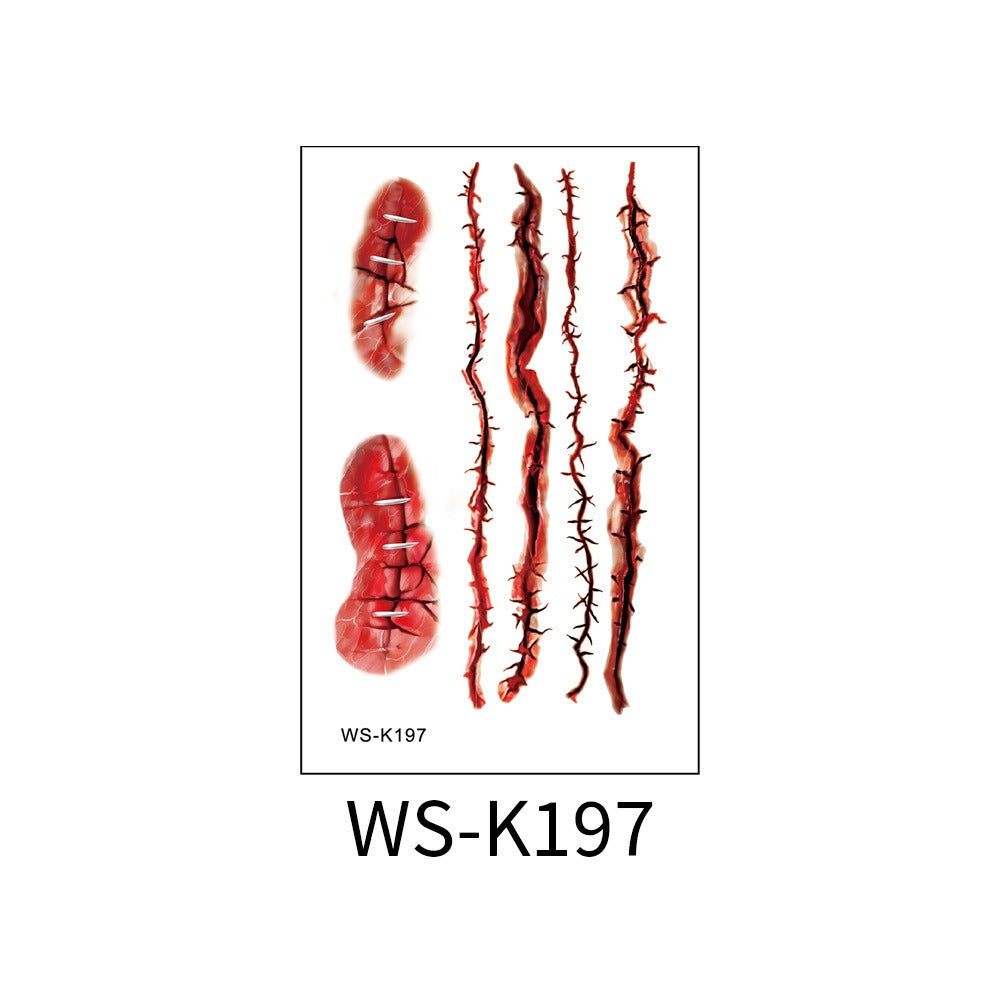 Temporary Horror Tattoo Stickers for Realistic Wounds