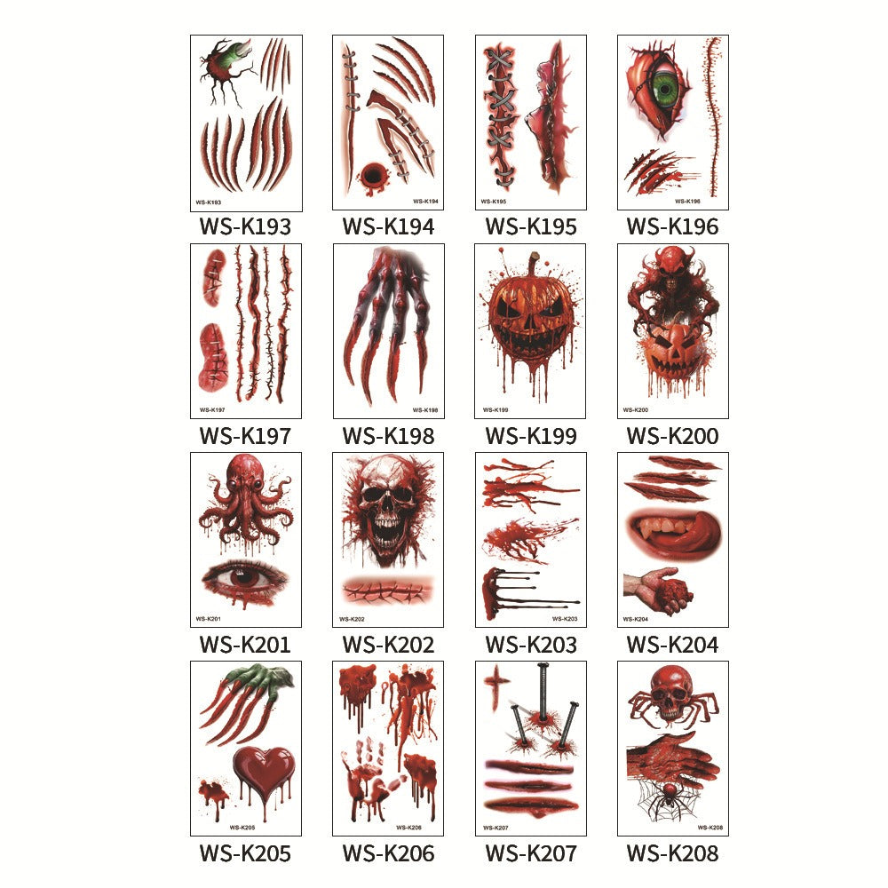 Temporary Horror Tattoo Stickers for Realistic Wounds
