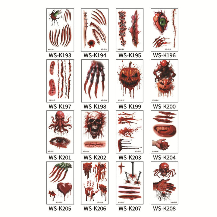 Temporary Horror Tattoo Stickers for Realistic Wounds