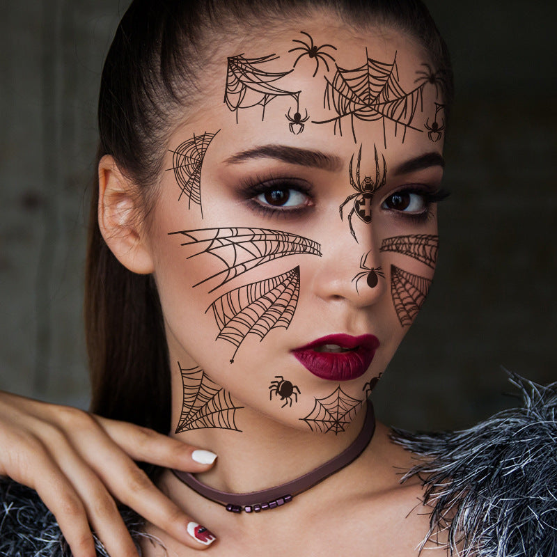 Halloween Face Tattoo Stickers – Spider Web Designs