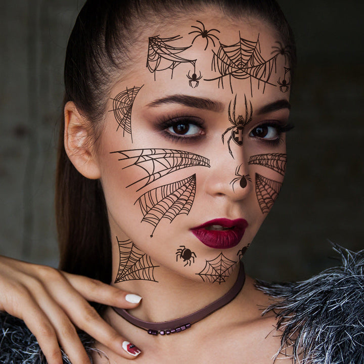 Halloween Face Tattoo Stickers – Spider Web Designs