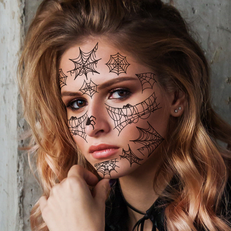 Halloween Face Tattoo Stickers – Spider Web Designs