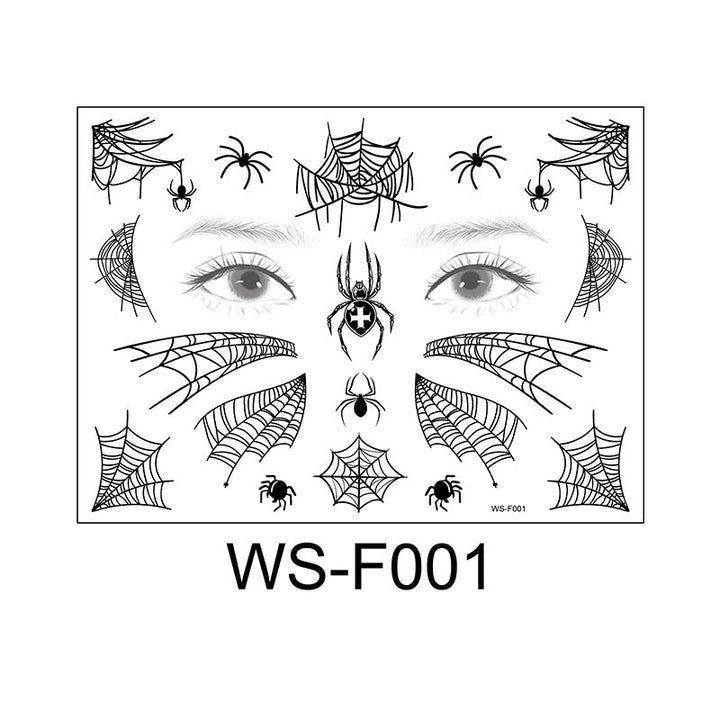 Halloween Face Tattoo Stickers – Spider Web Designs