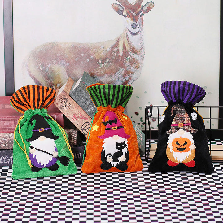 Halloween Embroidered Candy Gift Bags, 3-Piece Set
