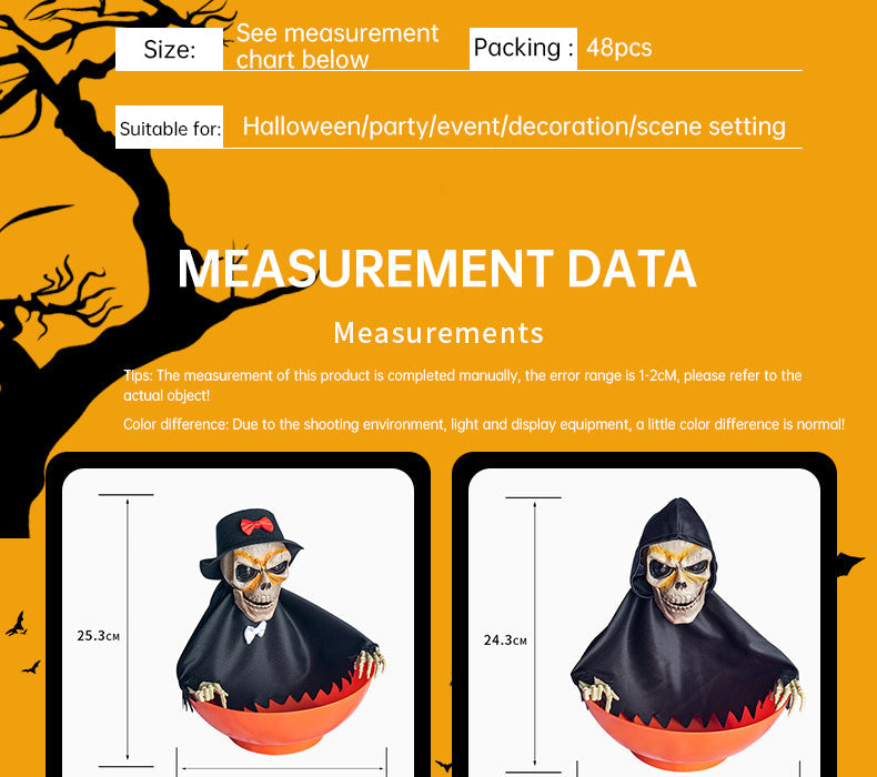 Halloween Ghost Fruit Bowl Spooky Party Centerpiece