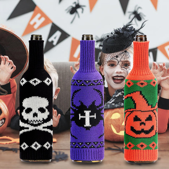 Halloween Wine Bottle Covers for Spooky Party Tables