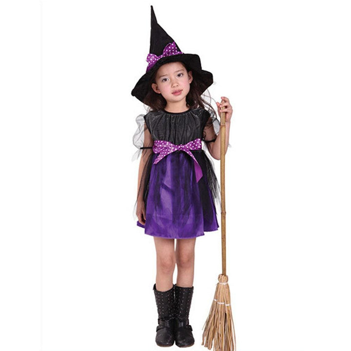 Children's Halloween Witch Costume Dress with Hat