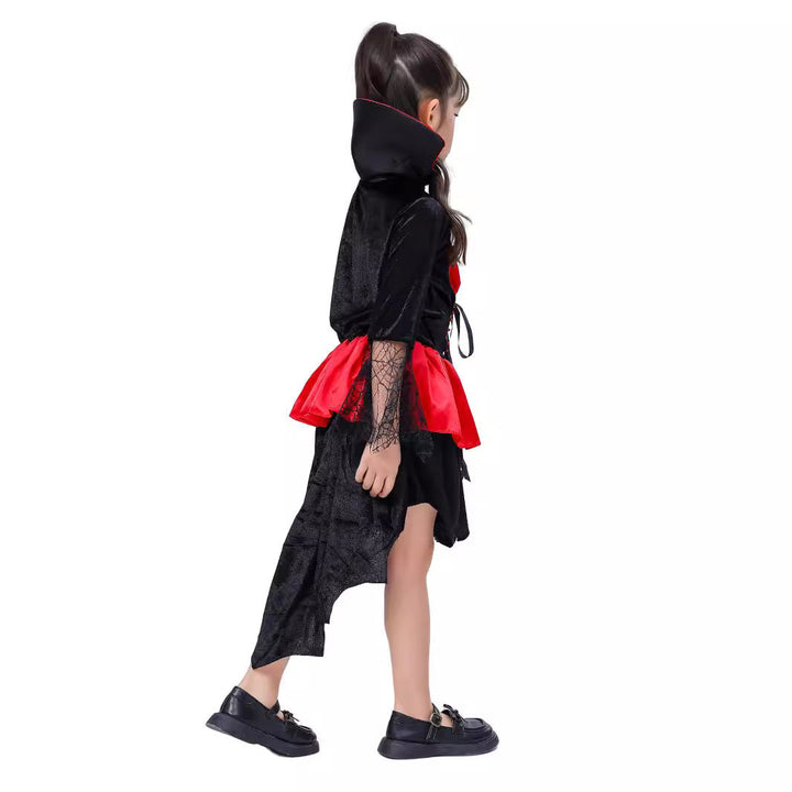 Girls Vampire Witch Halloween Costume Red Black Dress