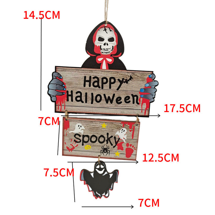 Hanging Wood Pumpkin Sign Set for Halloween Porch Decor