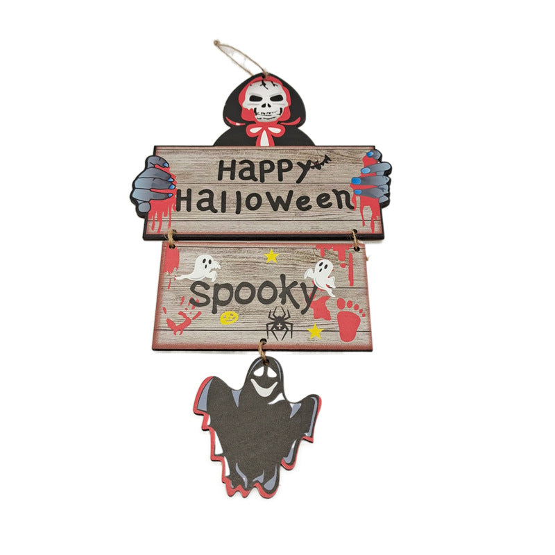 Hanging Wood Pumpkin Sign Set for Halloween Porch Decor