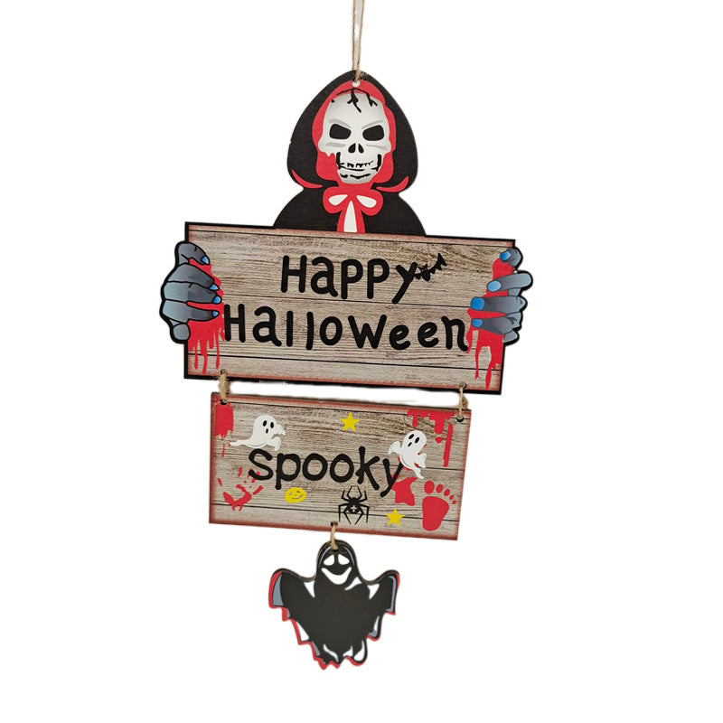 Hanging Wood Pumpkin Sign Set for Halloween Porch Decor