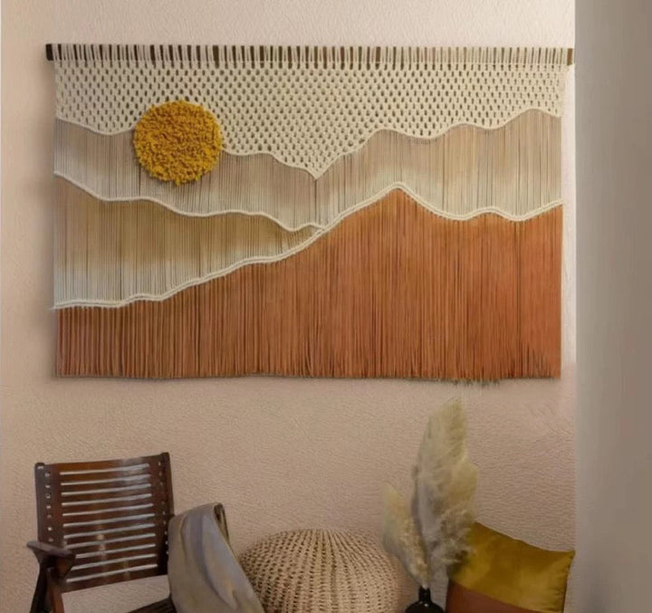 Woven Landscape Tapestry for Warm Textured Wall Decor