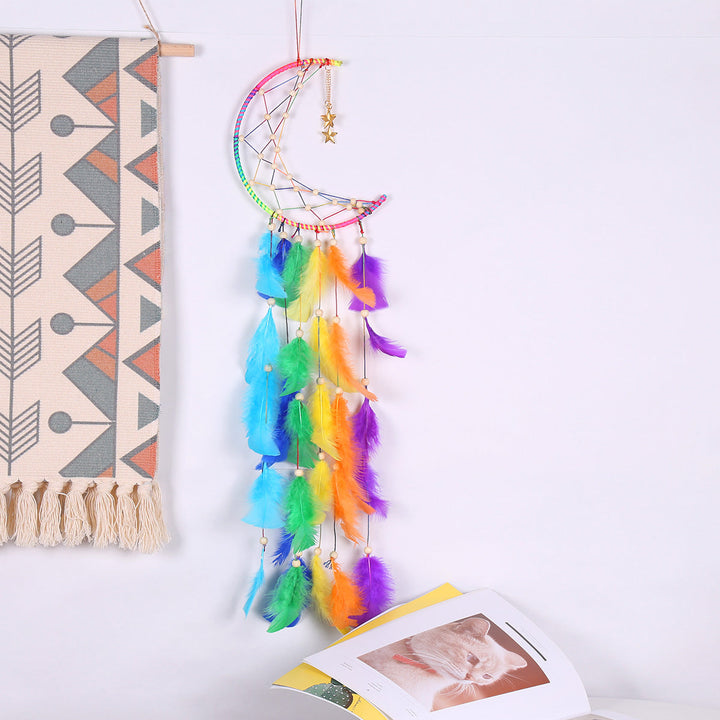 Colorful Crescent Dream Catcher Wall Hanging Decor