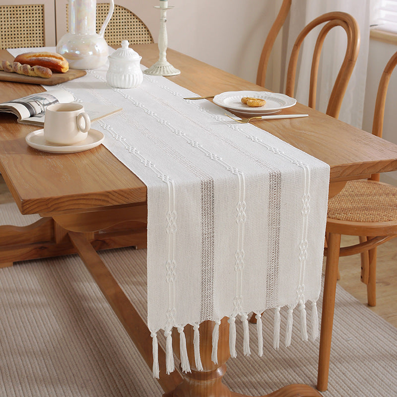 Hand-Woven Table Runner for Rustic Farmhouse Decor