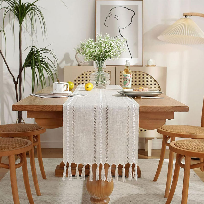 Hand-Woven Table Runner for Rustic Farmhouse Decor