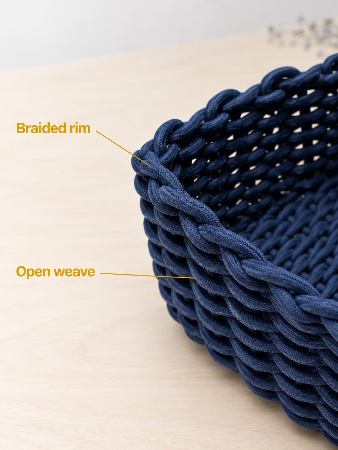 Hand Woven Cotton Rope Storage Baskets Set of 3 Navy