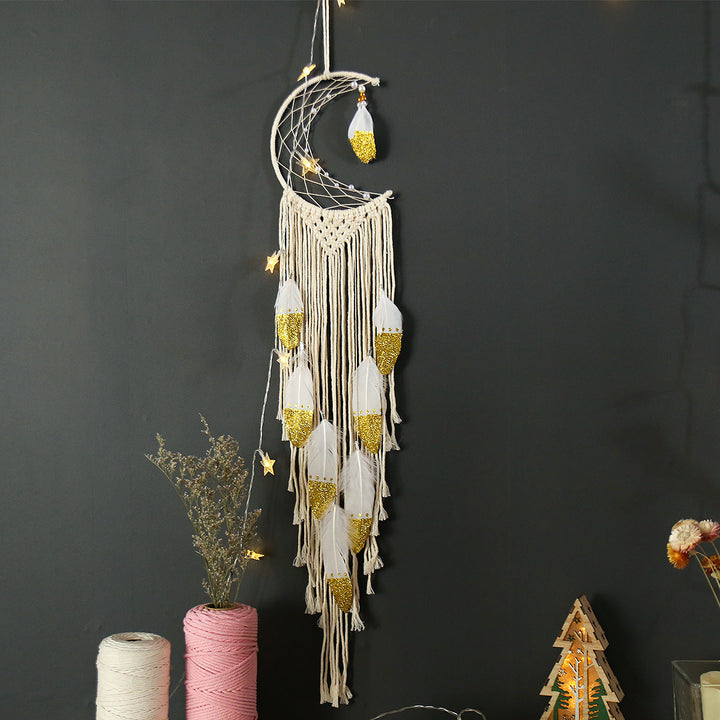 Boho Crescent Moon Wall Hanging for Cozy Dreamy Texture