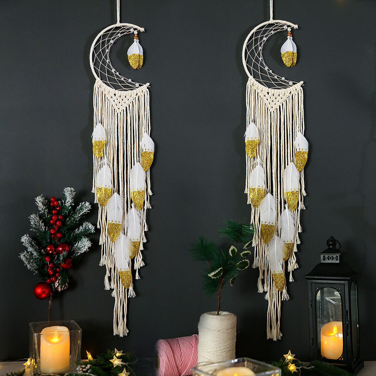 Boho Crescent Moon Wall Hanging for Cozy Dreamy Texture