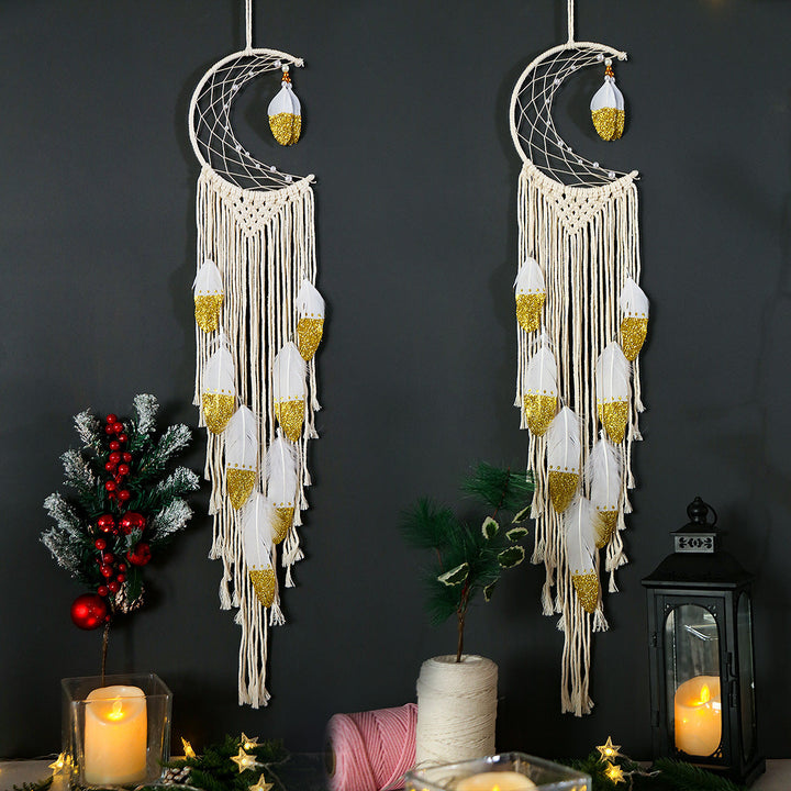 Boho Crescent Moon Wall Hanging for Cozy Dreamy Texture