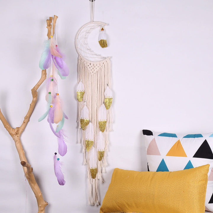 Boho Crescent Moon Wall Hanging for Cozy Dreamy Texture