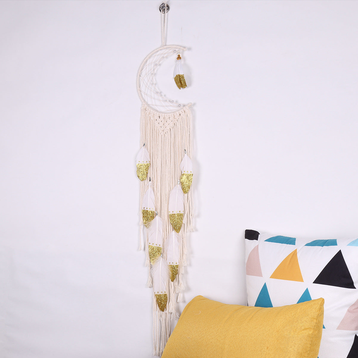 Boho Crescent Moon Wall Hanging for Cozy Dreamy Texture