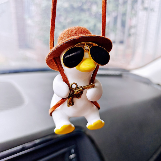 Cowboy Duck Car Mirror Pendant for Playful Interiors