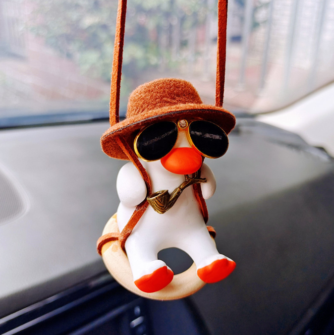 Cowboy Duck Car Mirror Pendant for Playful Interiors