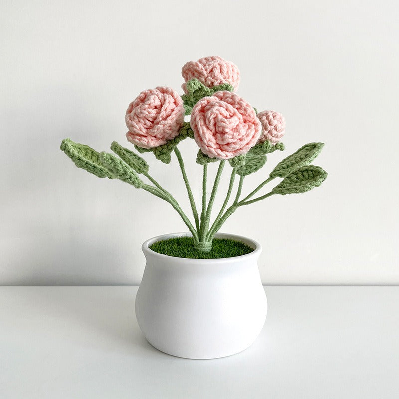 Crocheted Flower Pot Decor for Maintenance-Free Color