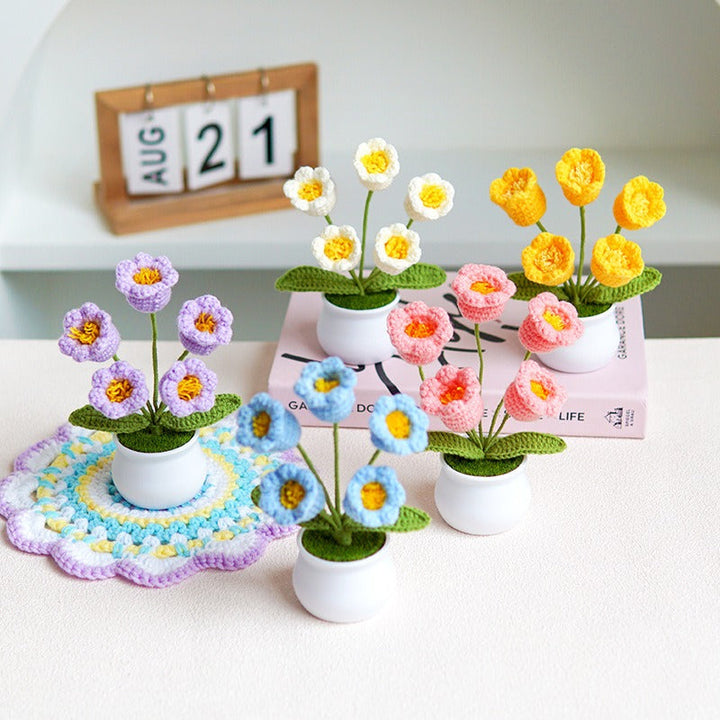 Crocheted Flower Pot Decor for Maintenance-Free Color