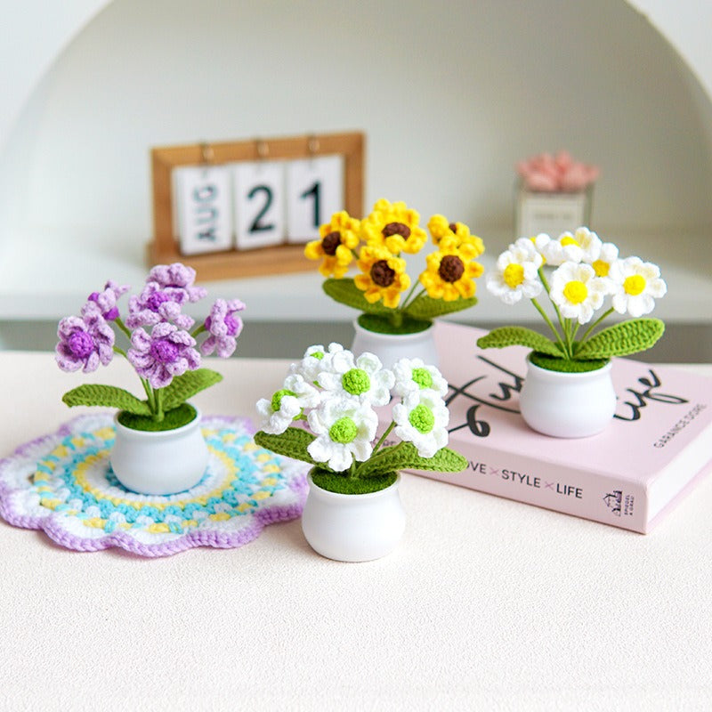 Crocheted Flower Pot Decor for Maintenance-Free Color