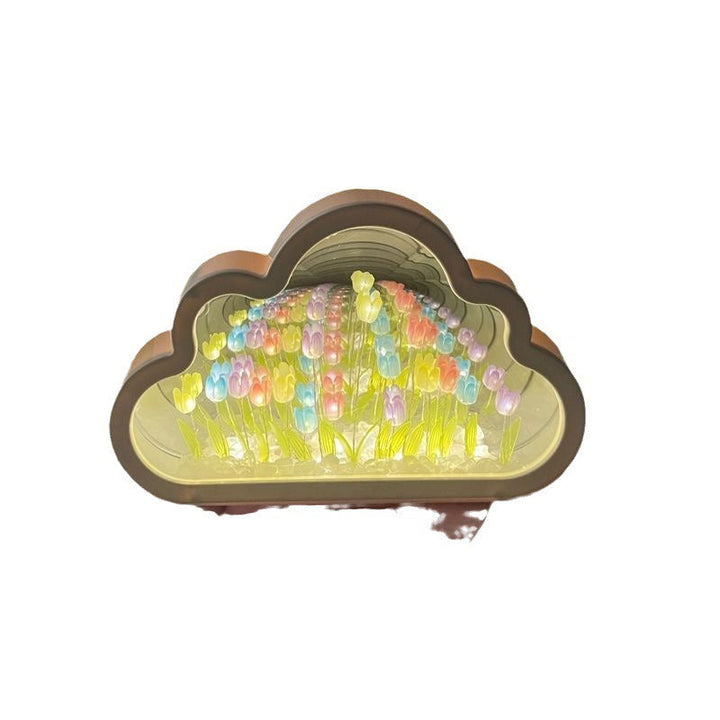 Tulip Cloud Night Light with Infinity Mirror Tunnel