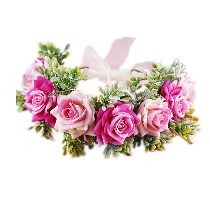 Adjustable Velvet Rose Flower Crown for Beach Weddings
