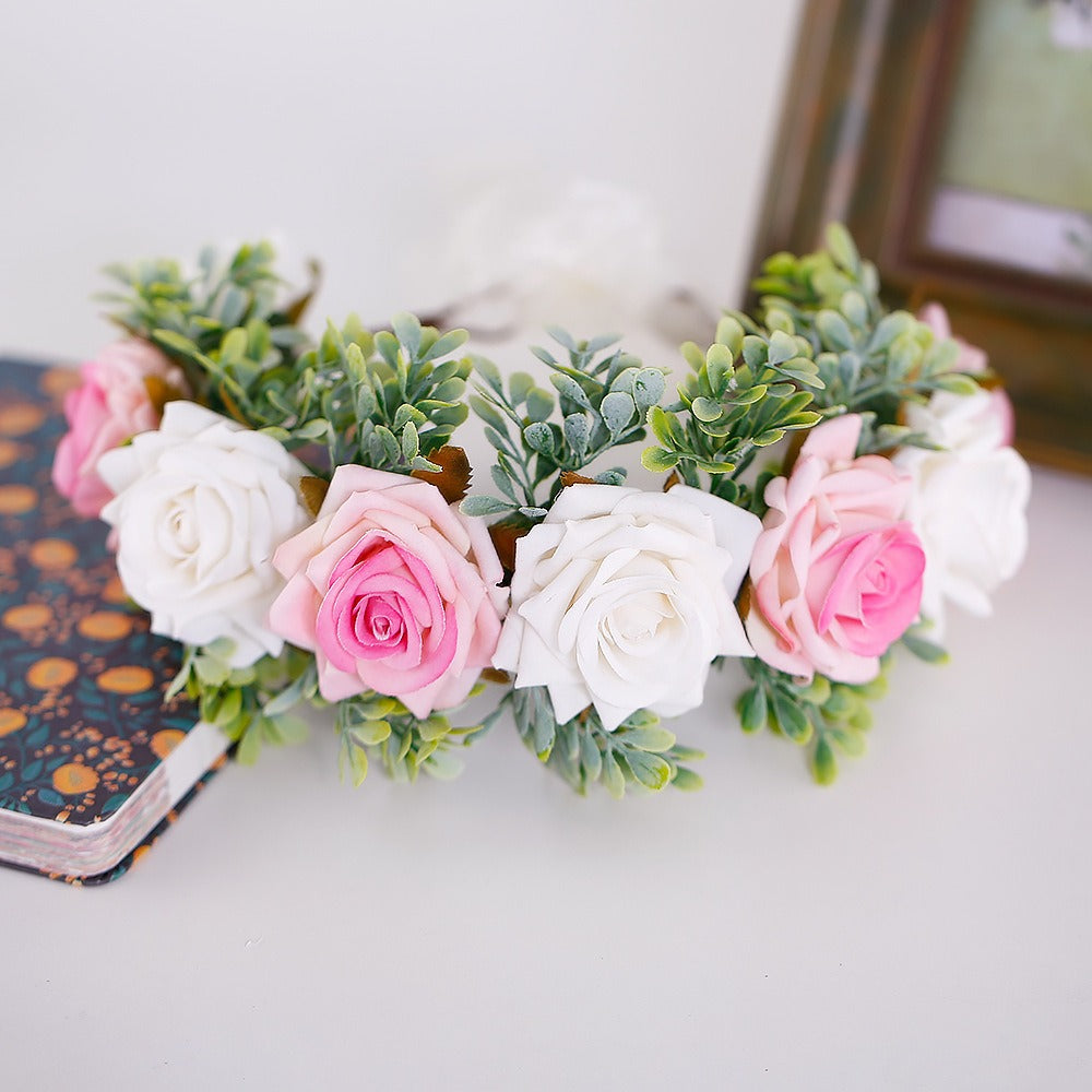 Adjustable Velvet Rose Flower Crown for Beach Weddings