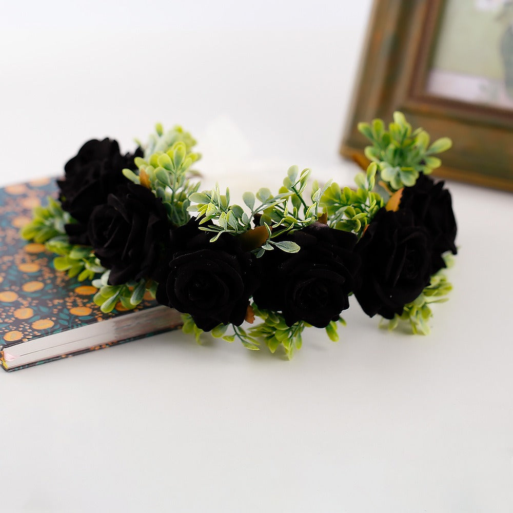 Adjustable Velvet Rose Flower Crown for Beach Weddings
