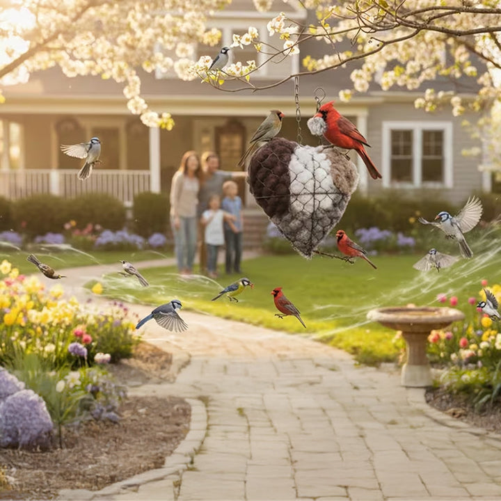 Heart-Shaped Bird Nest Garden Decor for Backyard Birds