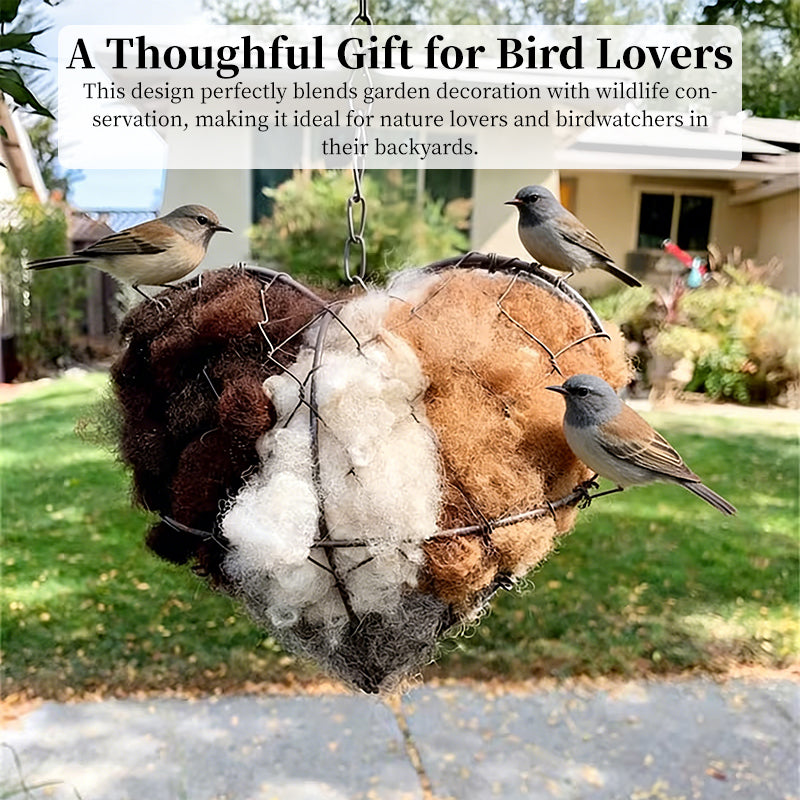 Heart-Shaped Bird Nest Garden Decor for Backyard Birds