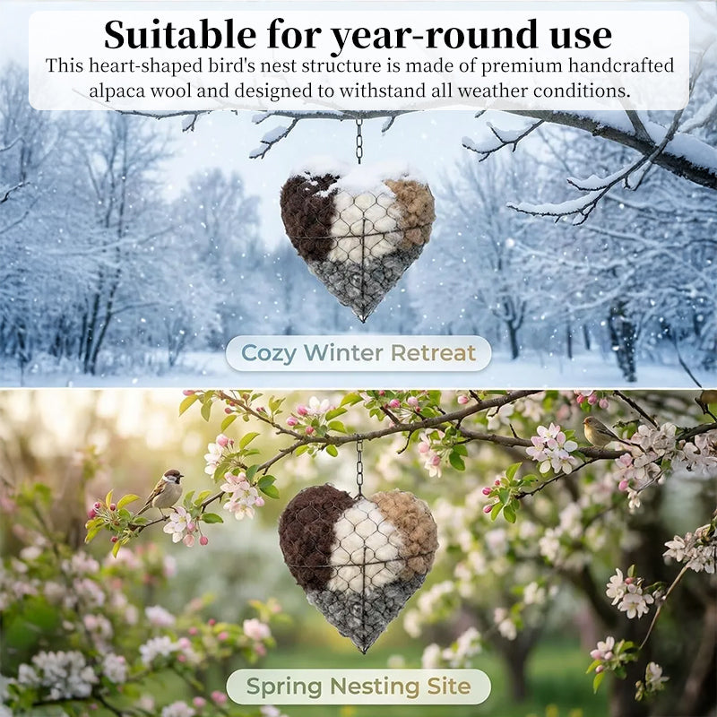 Heart-Shaped Bird Nest Garden Decor for Backyard Birds