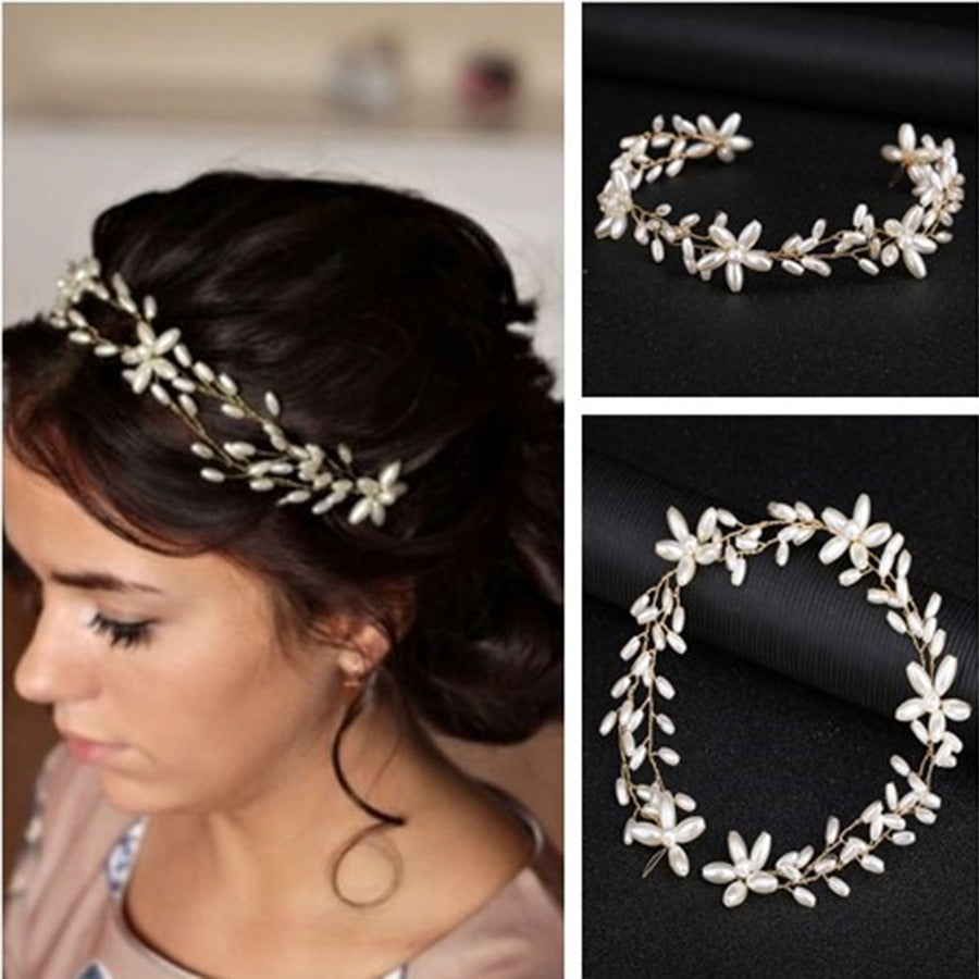 Handmade Pearl Bridal Hair Vine for Wedding Updo Styles