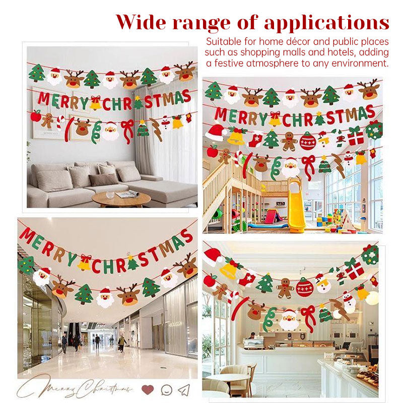 Christmas Banner With LED String Lights & Felt Decor
